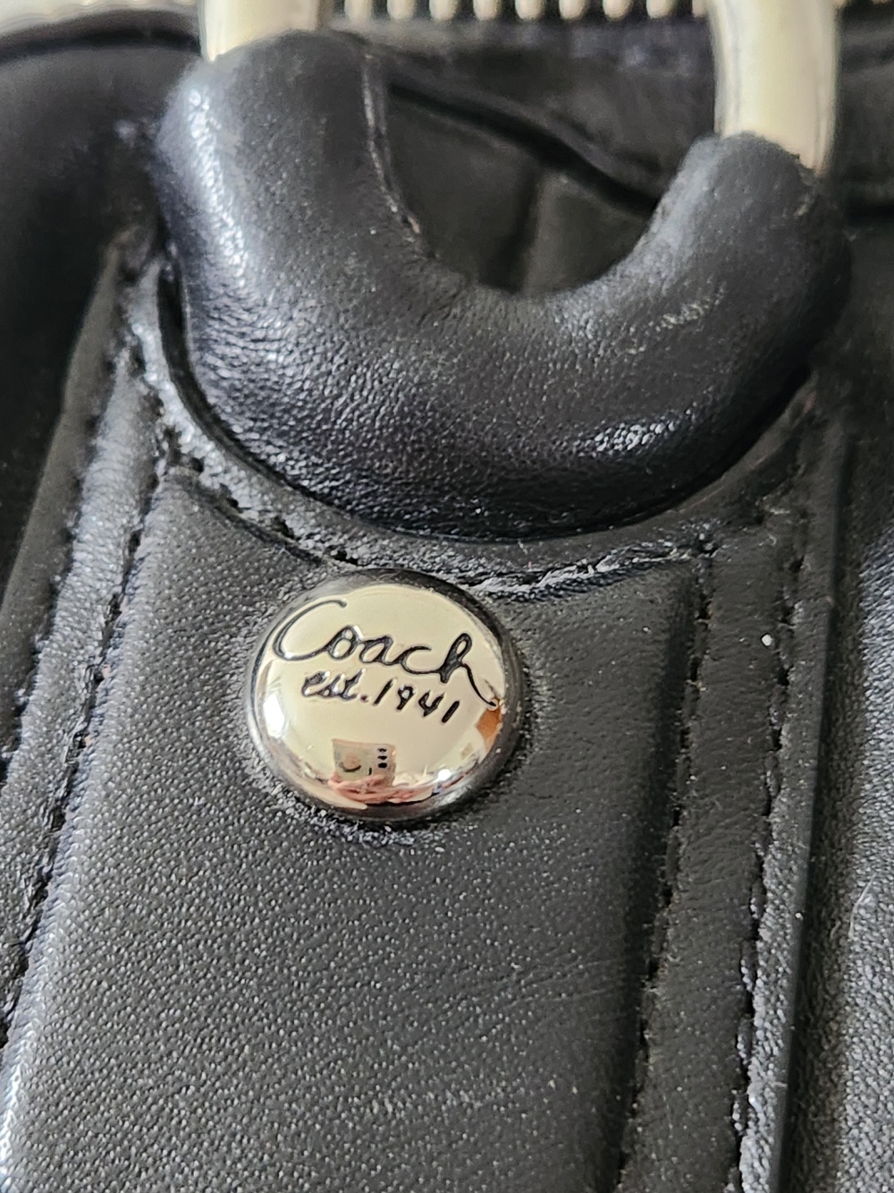 Coach Black Leather Kristin Satchel Handbag L1294-F22304 - Picture 4 of 15